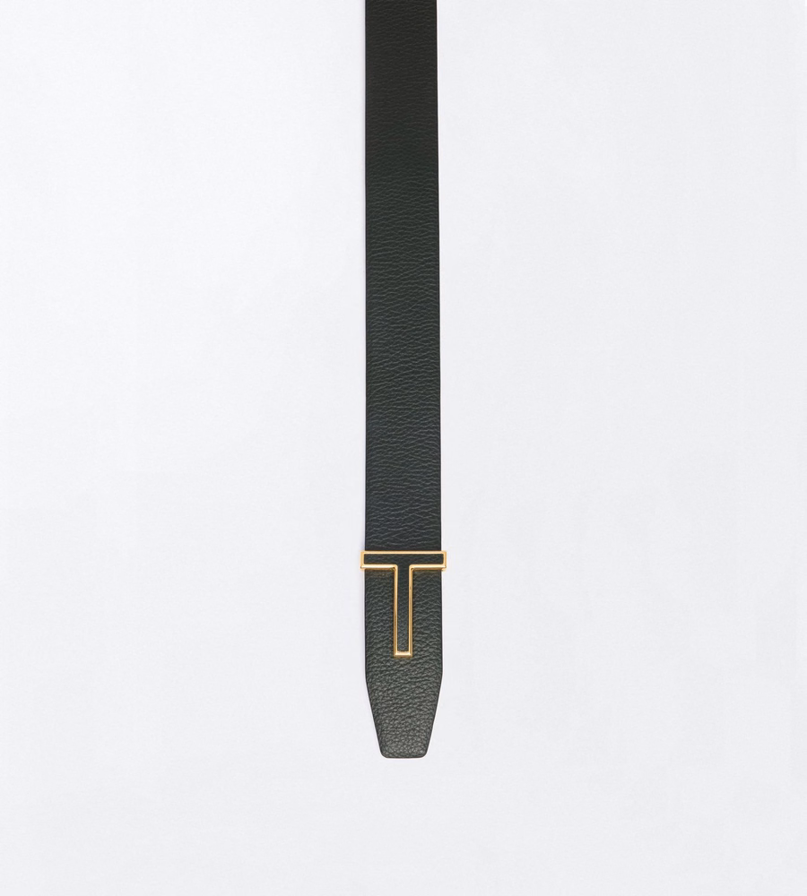 GRAIN LEATHER REVERSIBLE T BELT