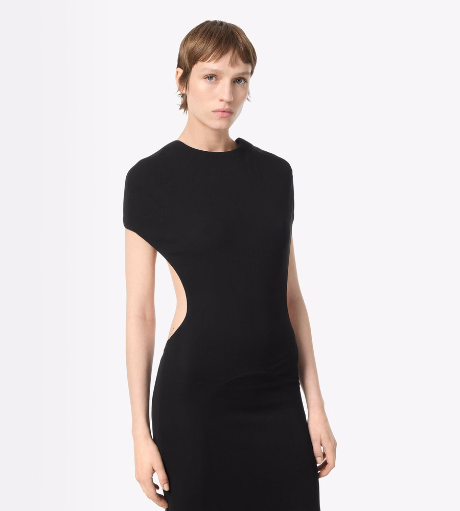 IMPOSSIBLE BACKLESS CAP SLEEVE EVENING DRESS WITH TRAIN