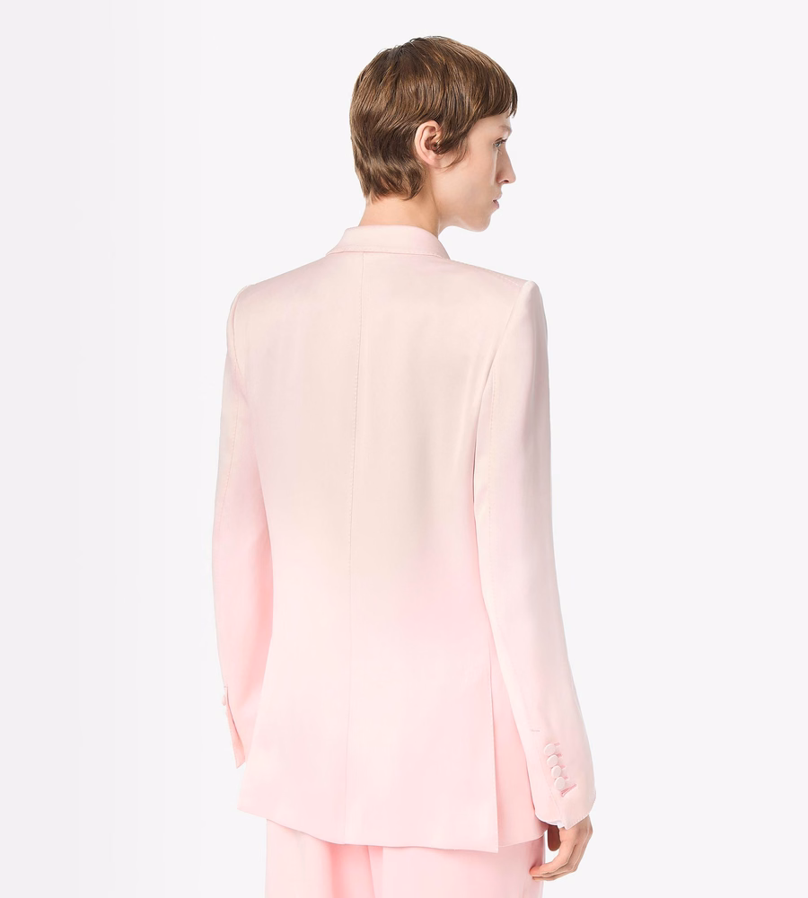 SILK SATIN DOUBLE BREASTED PEAK LAPEL JACKET