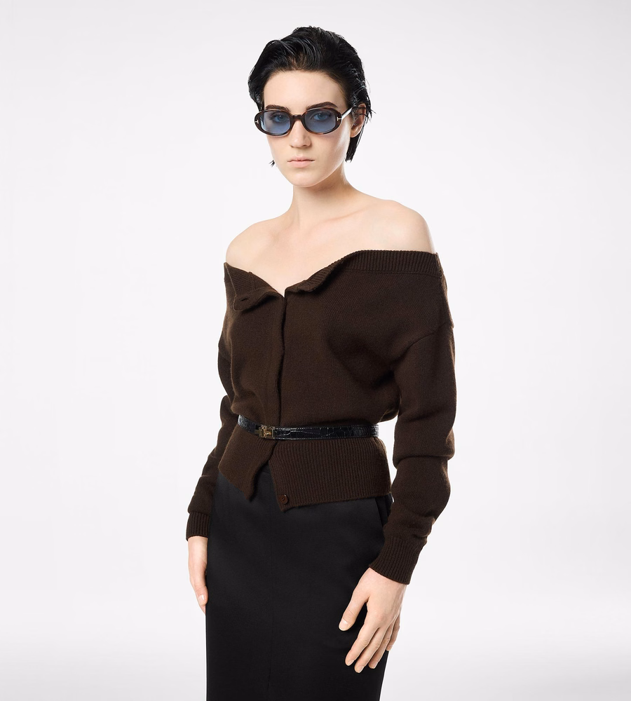 SOFT CASHMERE OPEN-NECK SHRUNKEN CARDIGAN
