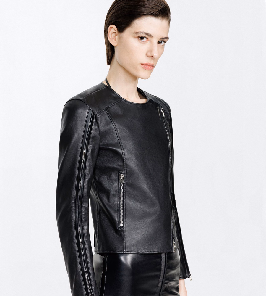 STRETCH NAPPA LEATHER FITTED CAFE RACER JACKET