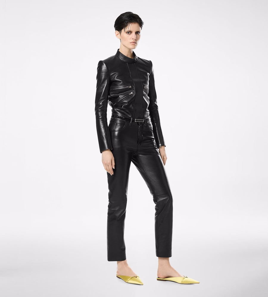 NAPPA LEATHER FIVE-POCKET PANTS WITH TF DEBOSSED LOGO