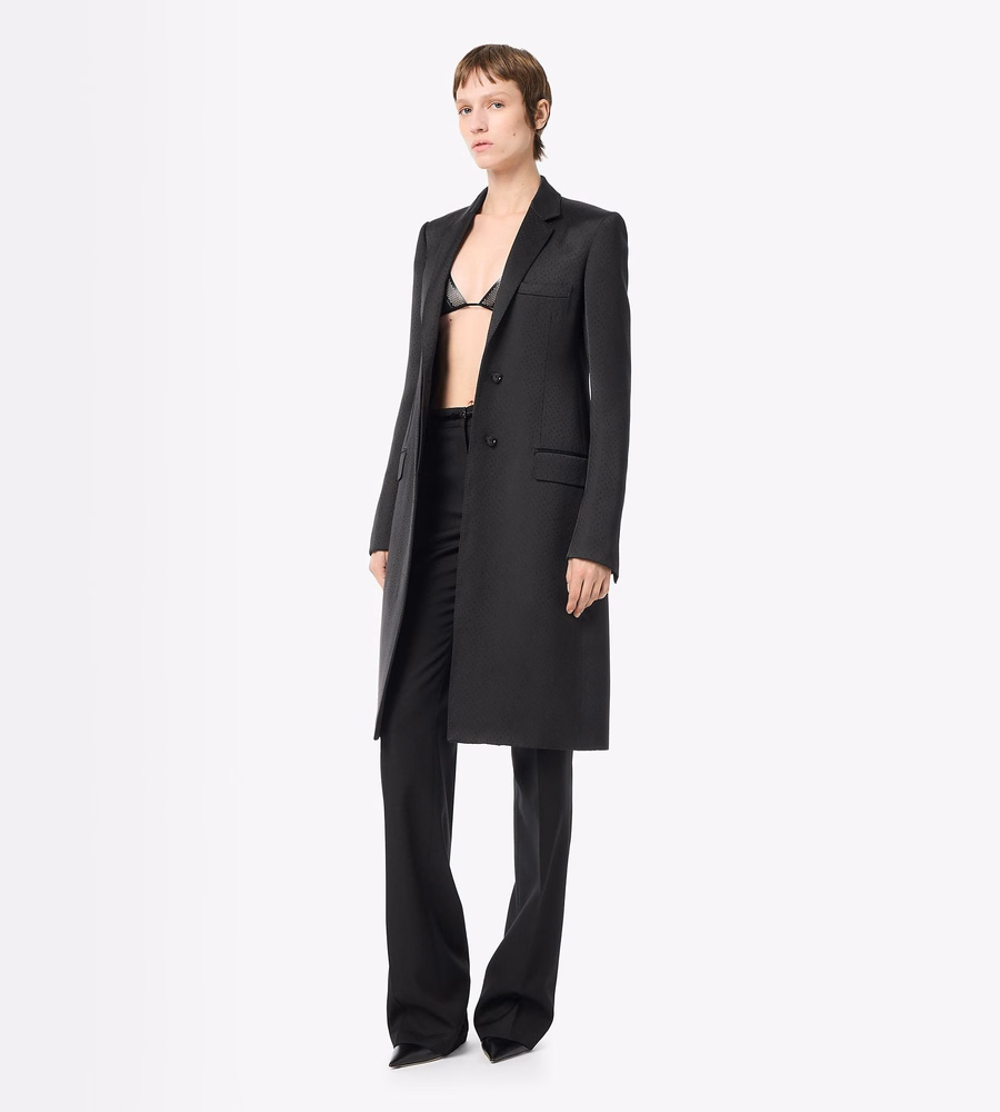 POLKA DOT SILK BLEND SINGLE BREASTED COAT