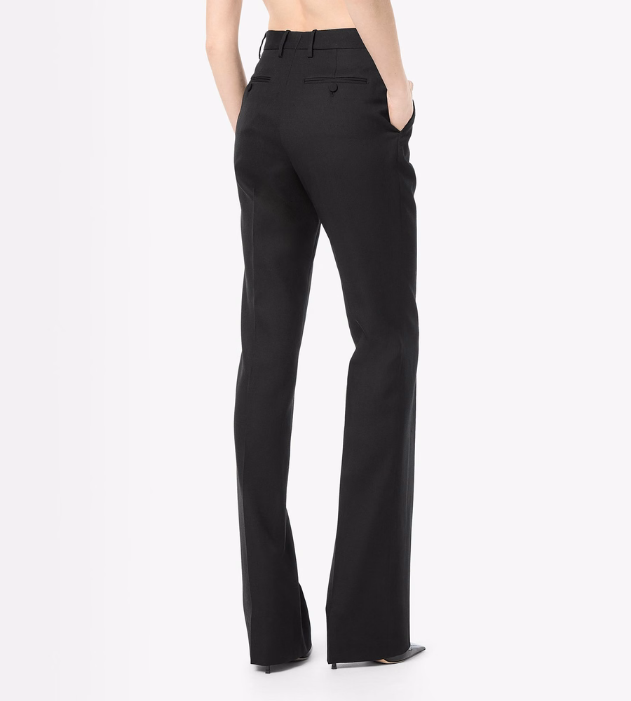 WOOL SILK BLEND TAILORED STRAIGHT PANTS
