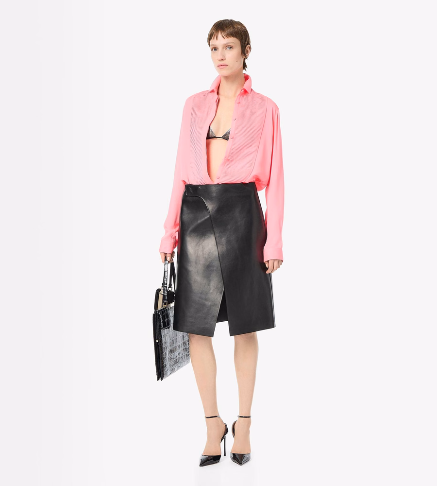 PATENT LEATHER VERTIGO ANKLE STRAP PUMP