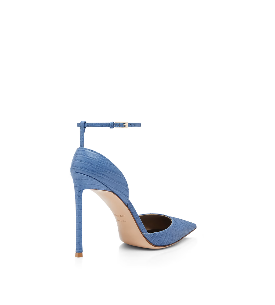 TEJUS-EFFECT PRINTED LEATHER VERTIGO ANKLE STRAP PUMP