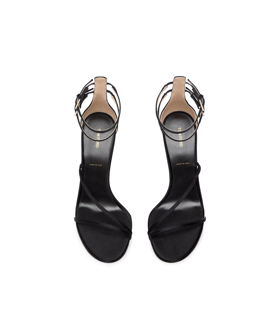 SATIN T ANKLE STRAP SANDAL