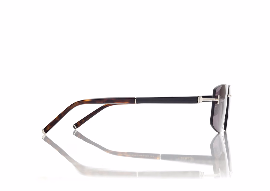 SQUARE TITANIUM AND HORN SUNGLASSES