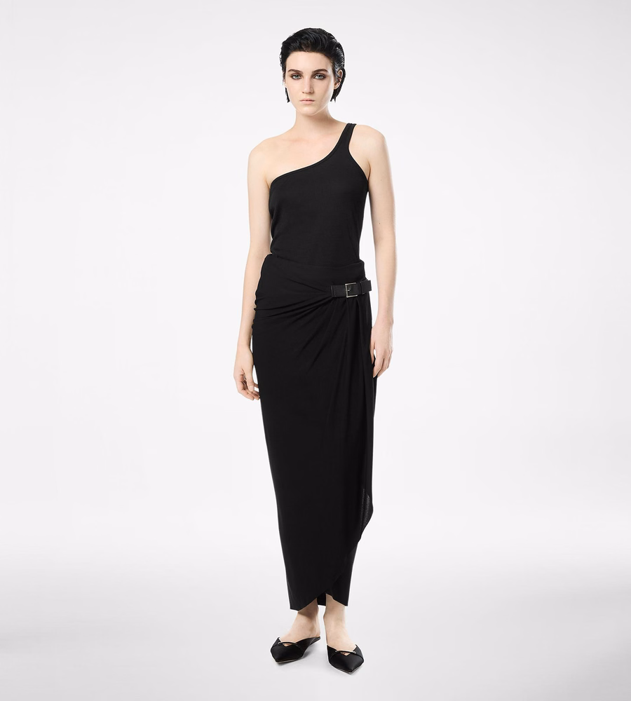 SILK BLEND RIB JERSEY ONE SHOULDER TOP