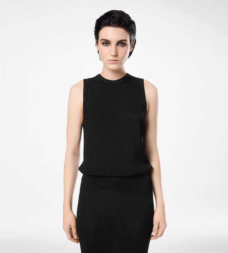 MICRO SEQUINS EMBELLISHED RIB RELAXED TANK